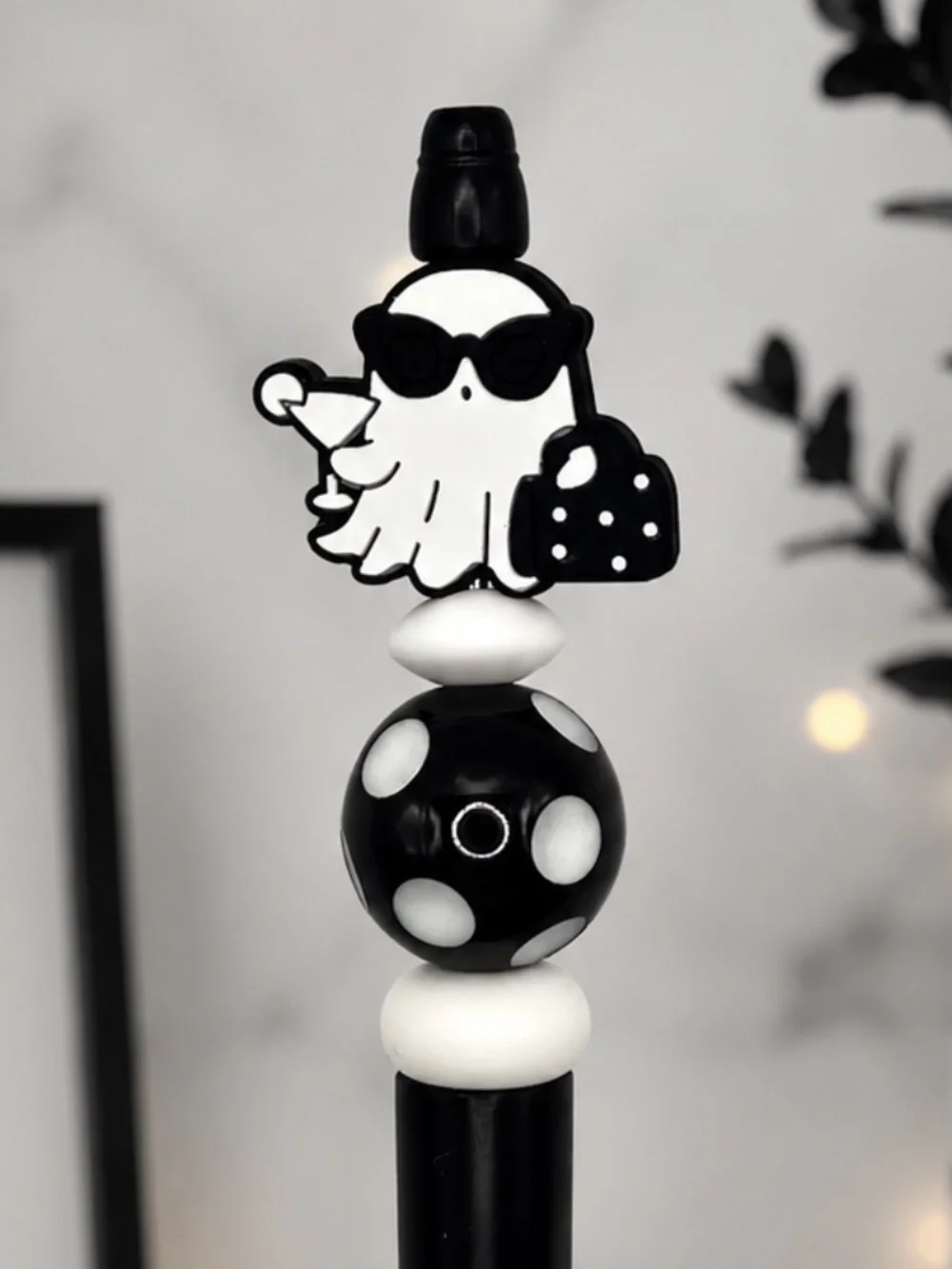 Chic Ghost Glam Handmade Beaded Pen